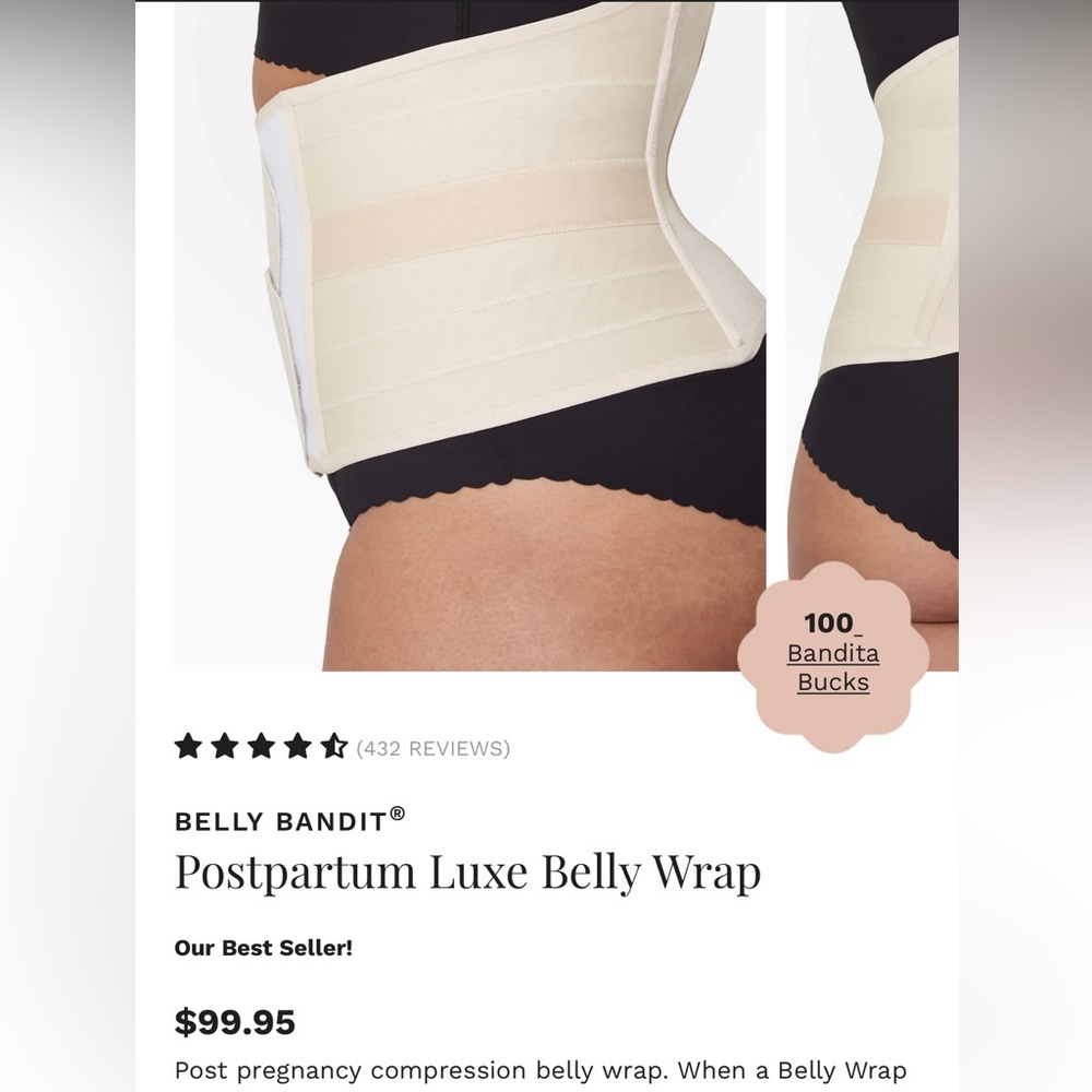 Belly Bandit Petite Luxe Postpartum belly wrap - size S, almond, NWOT